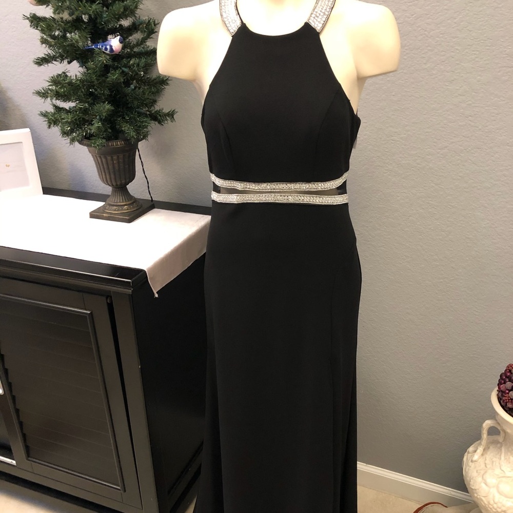 sequin Hearts evening black dress